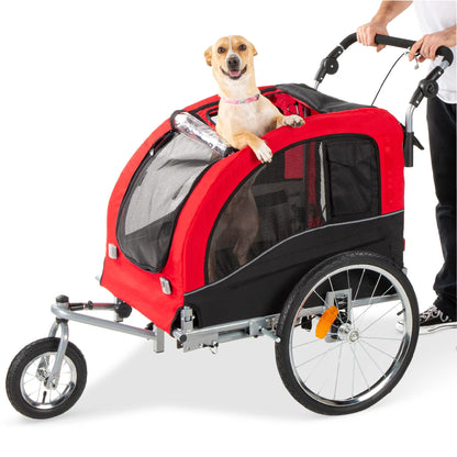 2-In-1 Dog Bike Trailer, Pet Stroller Bicycle Carrier