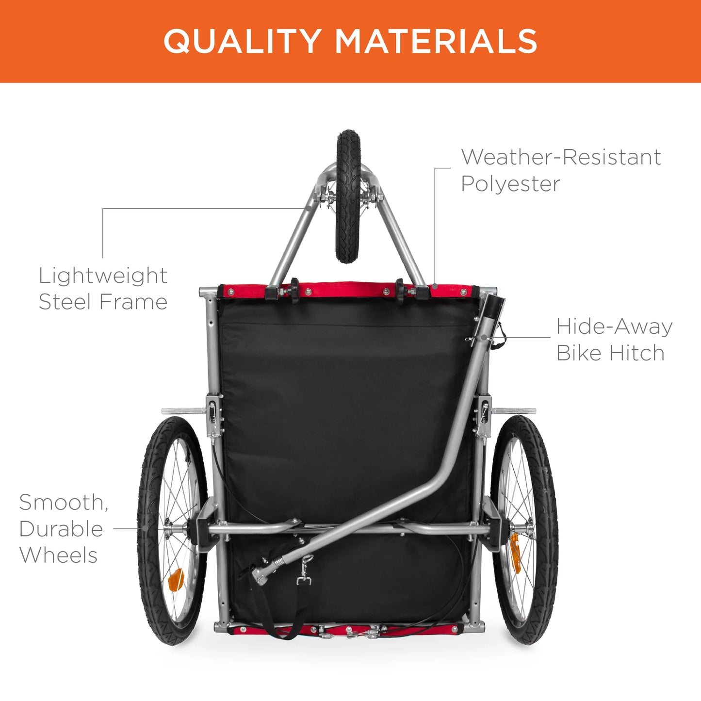 2-In-1 Dog Bike Trailer, Pet Stroller Bicycle Carrier