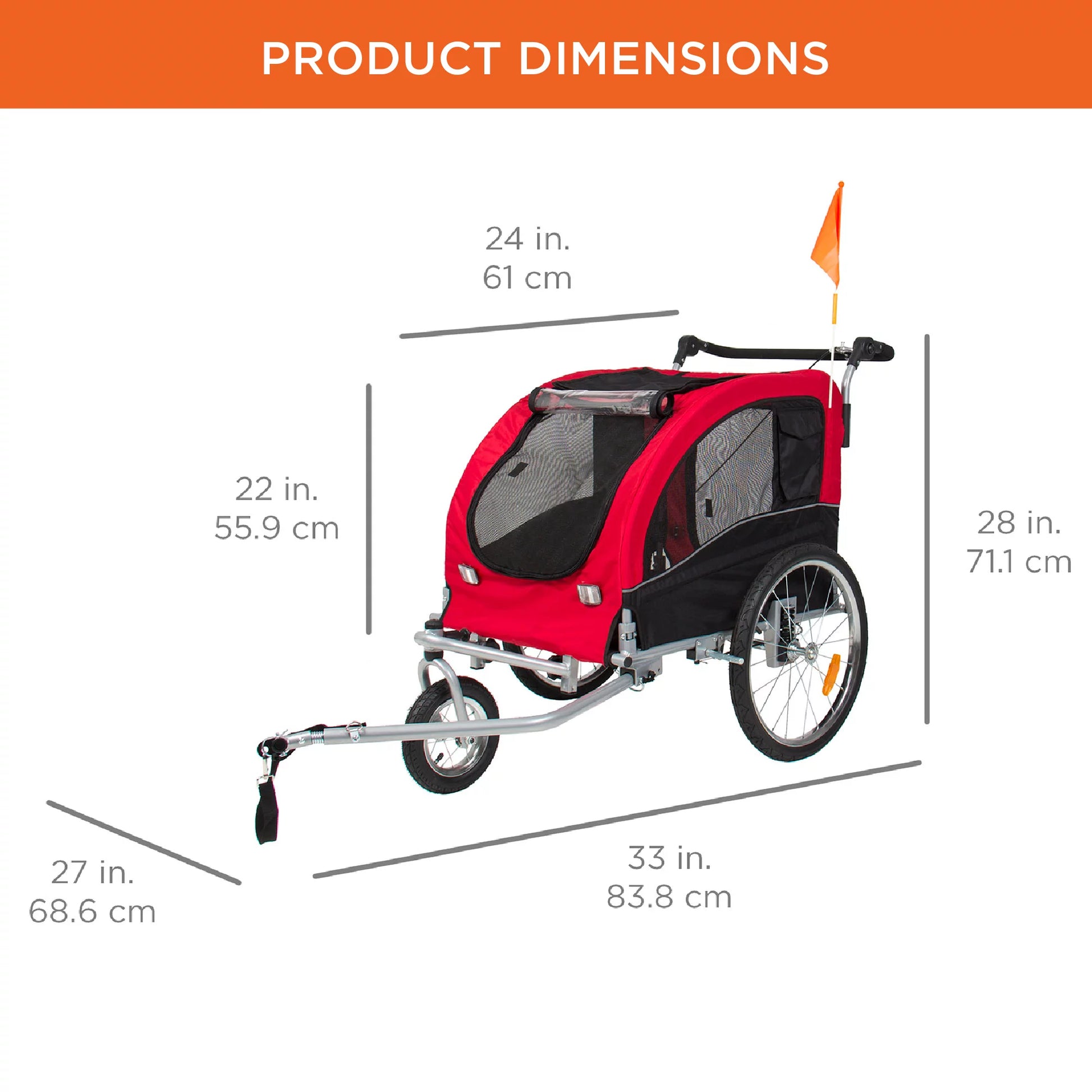 2-In-1 Dog Bike Trailer, Pet Stroller Bicycle Carrier