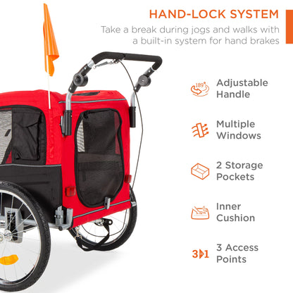 2-In-1 Dog Bike Trailer, Pet Stroller Bicycle Carrier