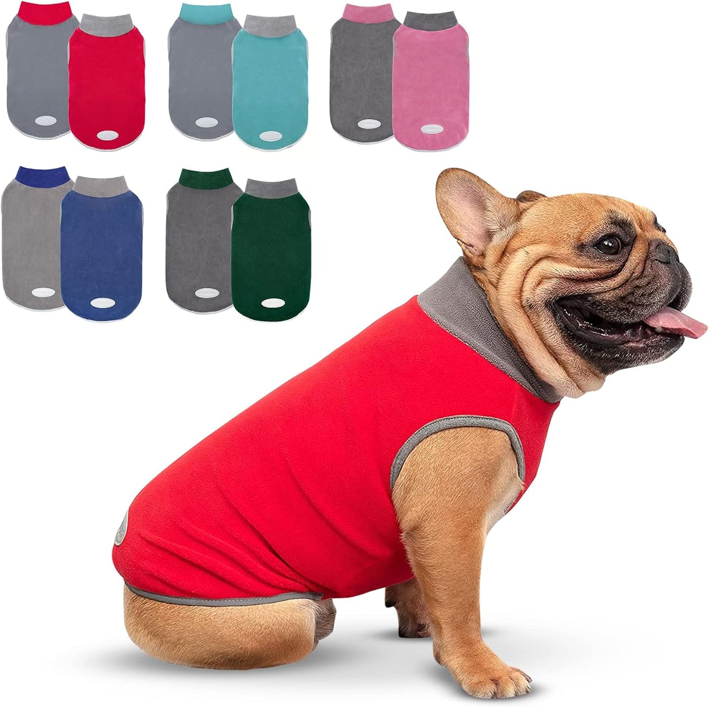 2 Pack Dog Fleece Sweater Stretchy Sweatshirt with Reflective Stripe 