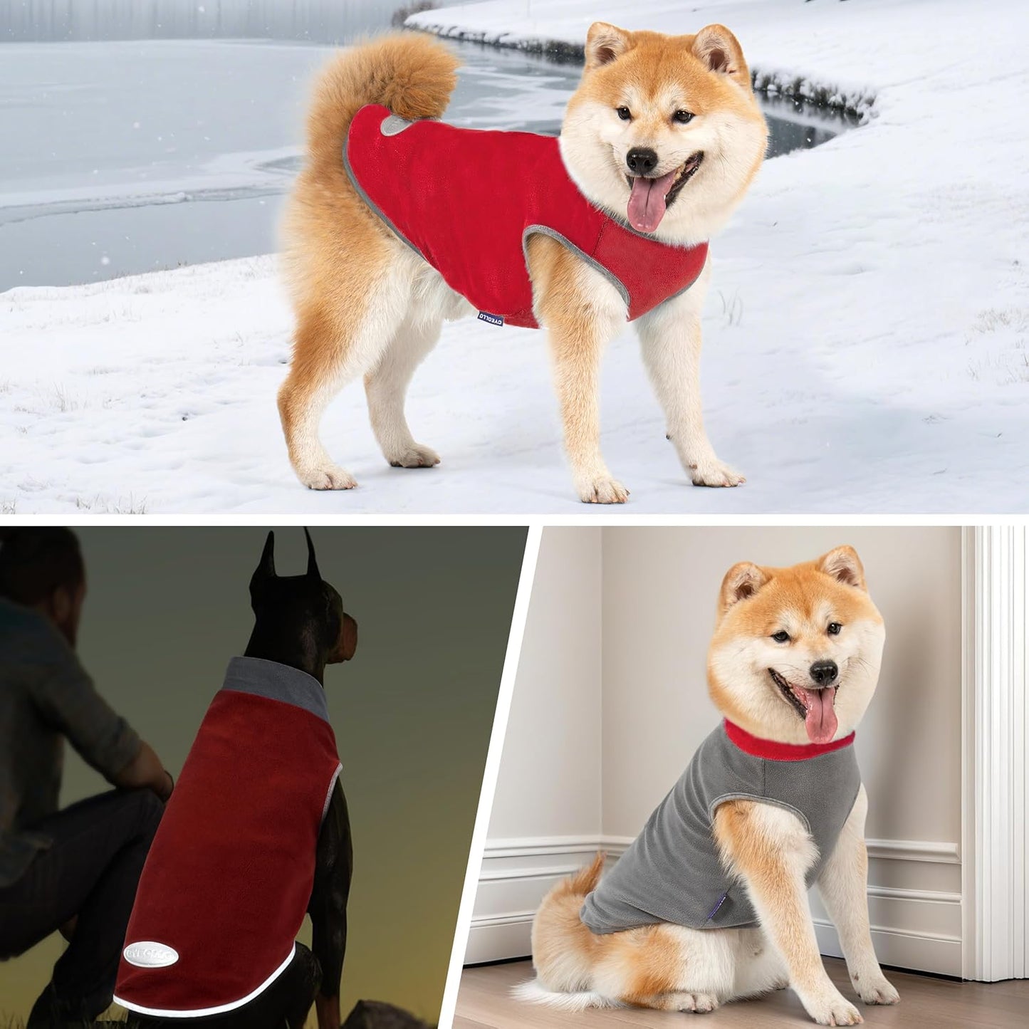 2 Pack Dog Fleece Sweater Stretchy Sweatshirt with Reflective Stripe 